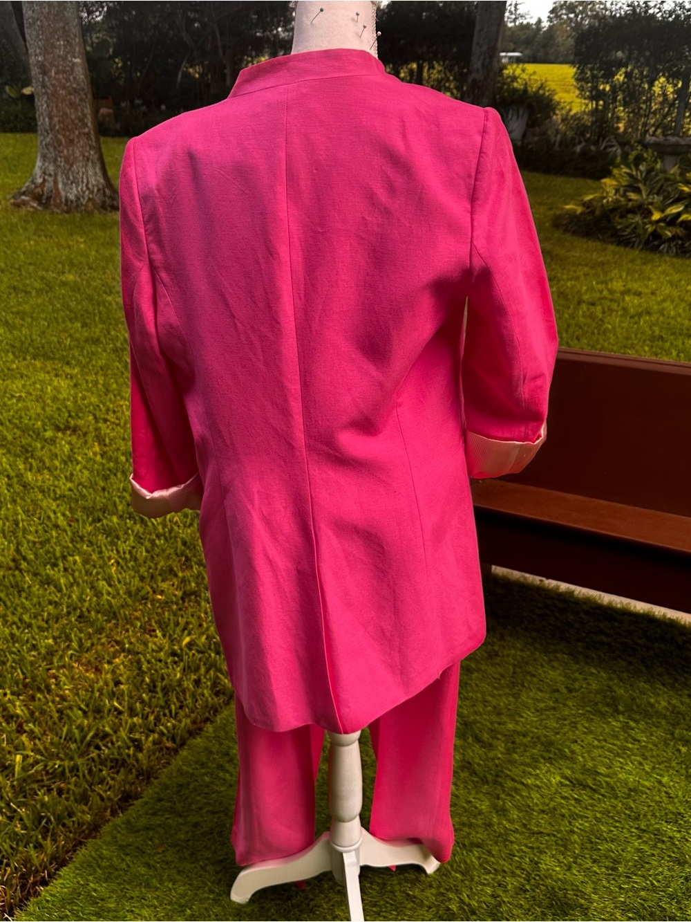 Calvin Klein Magenta Open-Front Blazer with Matching Trousers - Picture 3 of 11